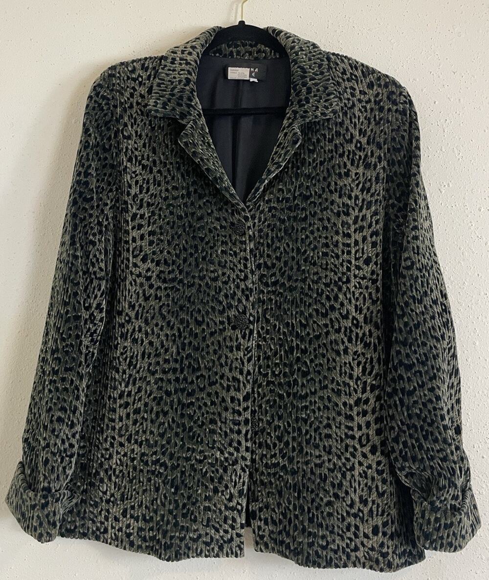 Vintage Christina Hope Leopard Print Blazer Womens XL Animal Print Jacket